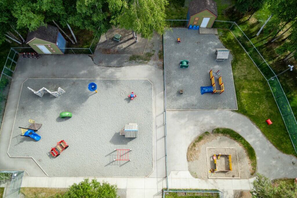 An arial view of expansive outdoor play area at Early Learning For Everyone